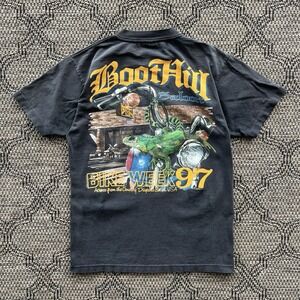 Vintage Boot Hill Bike Week Shirt Men's Medium Black Biker Pocket Daytona Biker